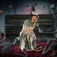 thumbnail image 2 of BinKFF 2.3 FT Halloween Standing Animated Witch, Outdoor Indoor Animatronic Halloween Decoration with Vocally Triggered Sound & Motion Effects, Creepy Witch Decoration for Yard Lawn, 2 of 5