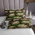 thumbnail image 4 of YST Stone Sheet Set,Natural Nature Fitted Sheet For Adult Teens,Green Leaf Moss Weed Bed Sheets,Plant Rock Botanical Fitted Sheet Fitted Sheet + Flat Sheet + 2 Pillow Cases,Full Size, 4 of 5