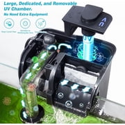 Hang on Back Aquarium Power Filter for 20-40 Gal. Fish Tank w/ Detachable U-V Light Surface Skimmer 158GPH 4-Stage Deodorization Keep Saltwater Freshwater Clear Green Clean Machine (WP-607H-U-V)