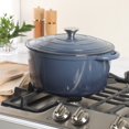thumbnail image 5 of Gibson Home 7 Qt Enameled Cast Iron Dutch Oven Pot with Lid – Round, Oven Safe to 500°F, Ideal for Bread Baking & Stews - Gradient Navy Blue, 5 of 14