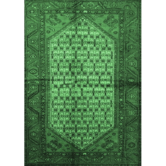 Ahgly Company Indoor Rectangle Persian Emerald Green Traditional Area Rugs, 8' x 10'