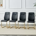 thumbnail image 2 of Set of 4 Modern Dining Chairs, Black PU Faux Leather Padded Seat with Gold Metal Legs for Kitchen & Living Room, 2 of 10