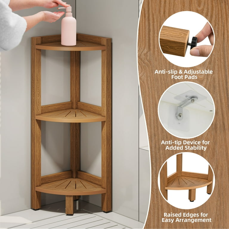 Buy Wooden corner shelf. Corner bathroom she