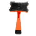 thumbnail image 2 of Yajisi Self-Cleaning Pet Grooming Brush for Dogs and Cats, Deshedding Tool Removes Loose Undercoat, Tangled Hair, Dander and Dirt, Ergonomic Handle, Orange, 2 of 9