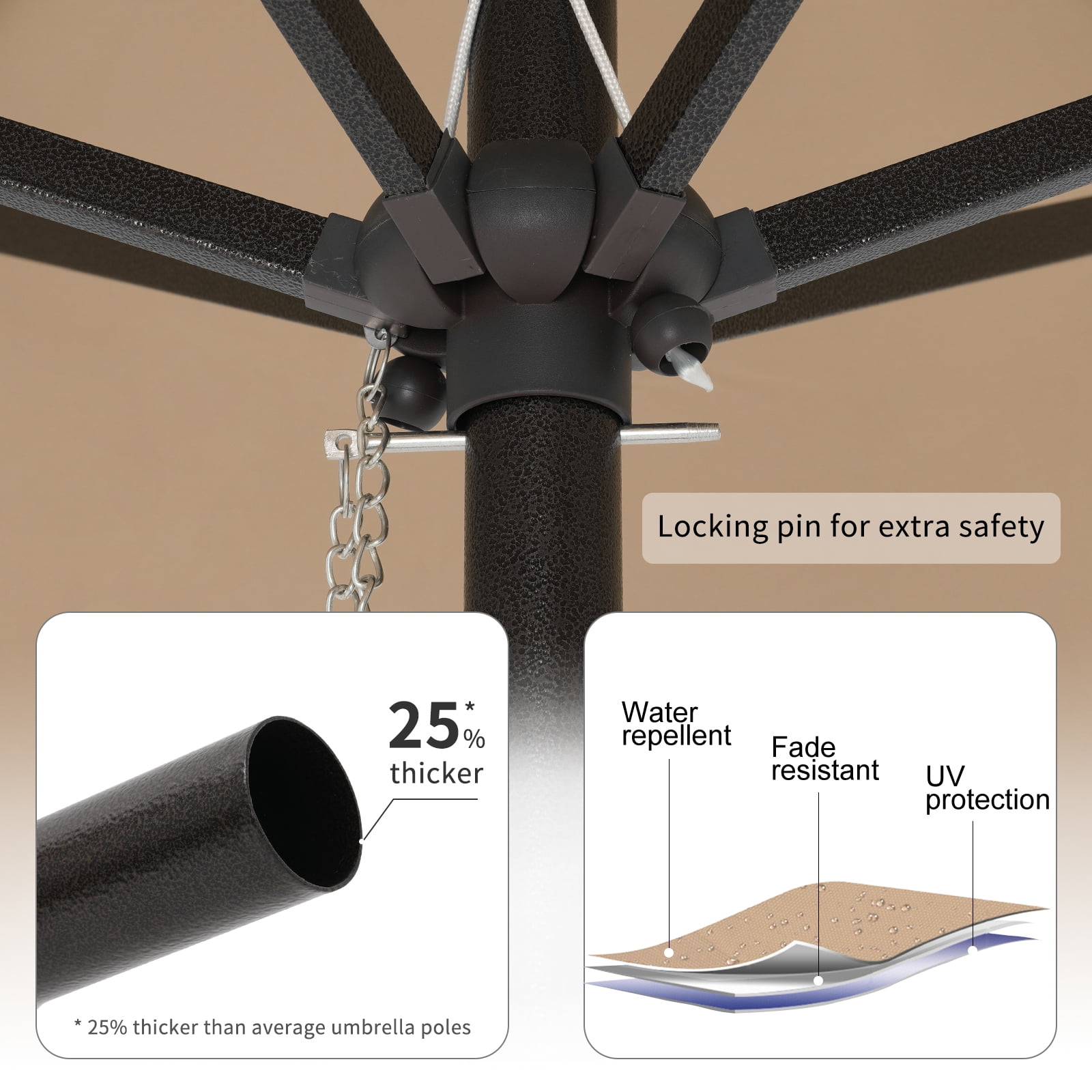 9.8FT Outdoor Rectangular Patio Umbrella, with Crank & Push-Button Tilt, & Durable All - Weather Design, UV Protection, Waterproof, for Garden, Backyard, Pool, Beige