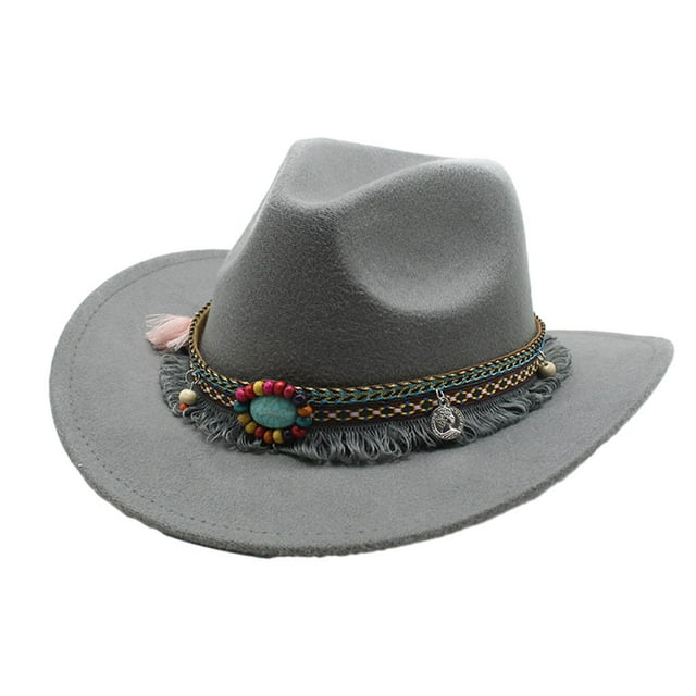 relayinert Children S Wool Hollow Western Cowboy Hat Premium For Classic Western Look Wide Application Grey