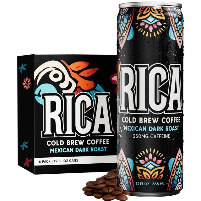 Cold Brew Coffee RICA Tostado Oscuro Mexicano 355 ml, 6 unidades