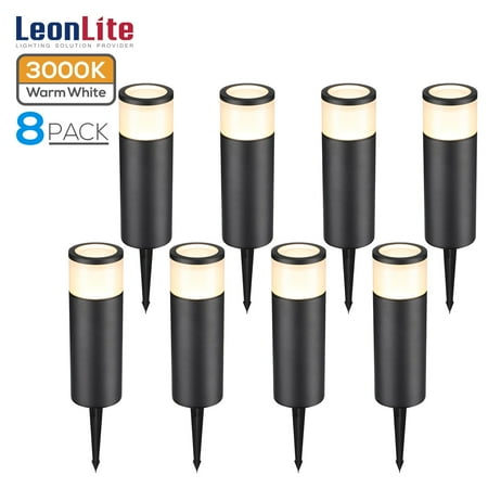 

LEONLITE 8 Pack LED Landscape Light 12V LED Bollard Path Lights Wired Lawn LED Pathway Lights 3000K Warm White