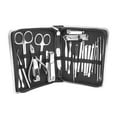 thumbnail image 2 of Juego de 26 piezas de cortaúñas de acero al carbono para manicura, color negro, para salón en casa, 2 of 15