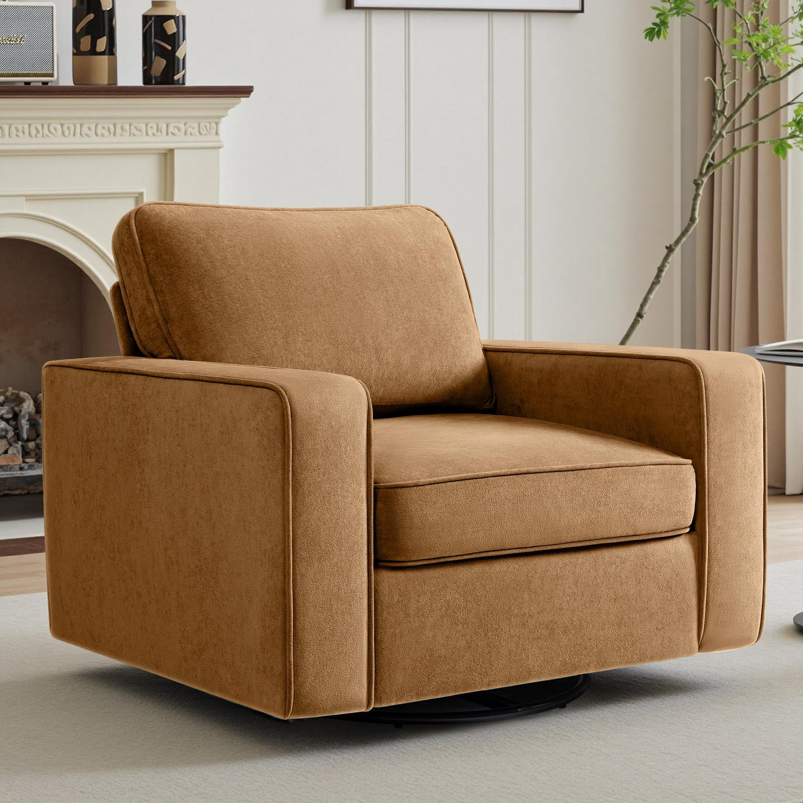COOLHUT 360° Swivel Accent Chair Set of 1, 36.2" Wide Accent Chair Armchair, Comfy Upholstered Single Sofa Chair for Living Room and Bedroom, Oatmeal