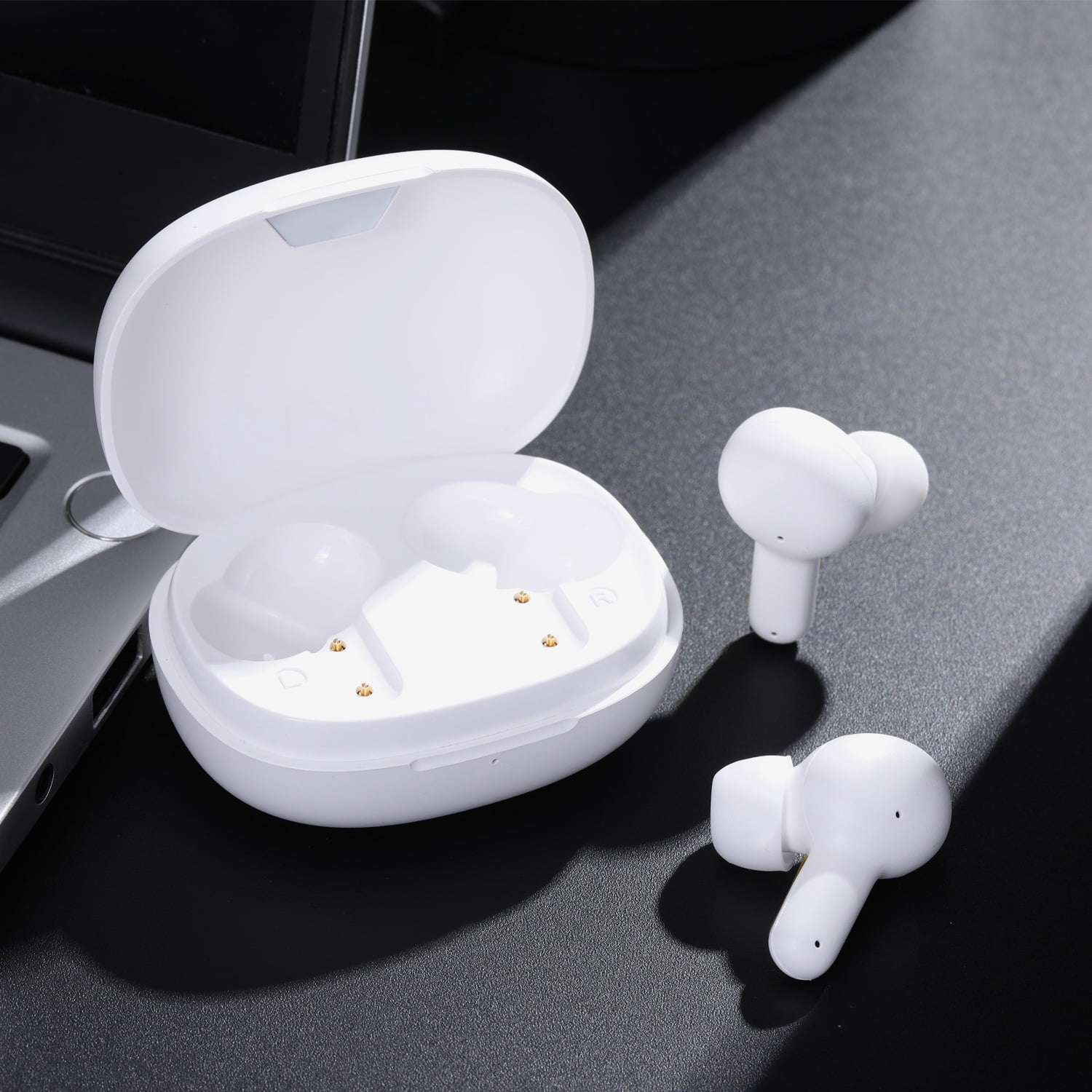 Bluetooth True wireless earbuds-in-Ear, wireless charging Environment noise cancelling, Deep Bass Sound Microphone in-Ear Stereo Headphones. Color : White