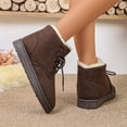 thumbnail image 4 of EKVAHL Women's Lace‑Up Winter Ankle Booties, Faux Fur Lined Faux Suede Boots, Warm Platform Walking Boots For Cold Weather Outdoor Wear Brown, 4 of 5