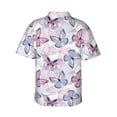 thumbnail image 3 of Balery Butterflies in Pastel Print Men's Hawaiian Shirts Short Sleeve Beach Shirt Relaxed Fit Vacation Button Down Shirts-XX-Large, 3 of 9