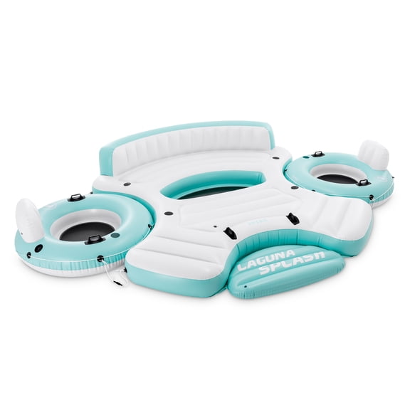 Open Box Laguna Splash Island Floating Water Raft w/ 2 Detachable Lounge Tubes