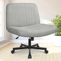 CQAOE Criss Cross Chair with Wheels, Armless Wide Seat Ergonomic Adjustable Swivel Desk Chair, Comfortable Cross-Legged Task Chair for Home Office, Bedroom, Vanity (Grey)