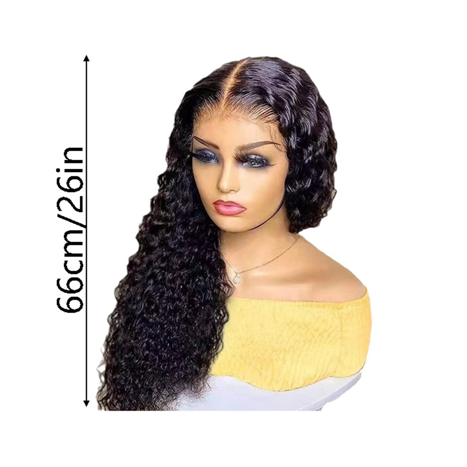 Long Deep Curly Front Lace Wig for Women Natural Looking Human Hair Extension with Hairline Full and Thick Design