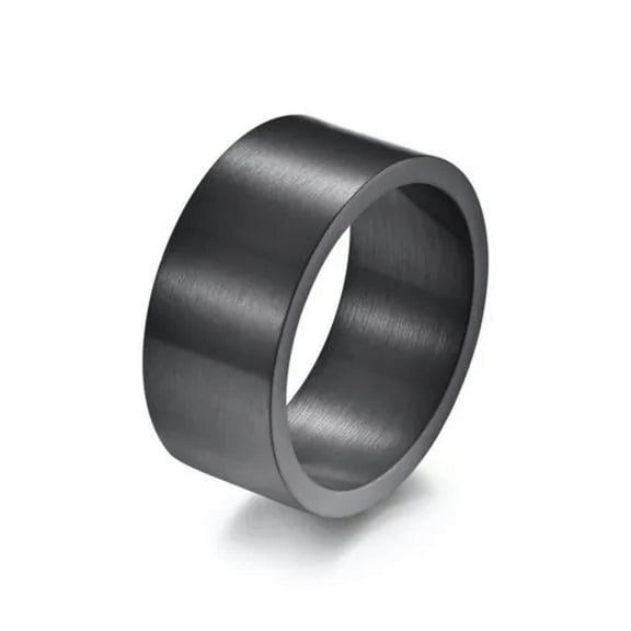 QQTDFG 10mm Men Women Fashion Silver Gold Stainless Steel Wedding Ring Band Size 7-12-Black-12