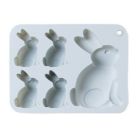 

Sorrowso 5 Holes Silicone Dessert Molds Mousse Mould Sittting Bunny Shaped Chocolate Mold
