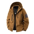 thumbnail image 5 of Sevevn Men Rain Jacket Attached Hood Regular Fit Waterproof Shell Fabric Full Zip Dual Chest Zip Pockets Side Pockets Cuffs Arm Patch For Hiking Wear, 5 of 9