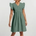 thumbnail image 1 of WILLBEST Vestido Informal De Color Liso Para Mujer, Con Mangas Colgantes De Encaje Y Minivestido, 1 of 3