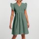 thumbnail image 2 of Vestido informal de color liso para mujer con mangas colgantes de encaje y mini falda - Poliéster, diseño con volantes y cuello en V, apto para mujeres embarazadas, 2 of 4