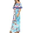 thumbnail image 4 of Sakkas Tara Women's Long Maxi Boho Off Shoulder Summer Casual Dress Floral Print - TLB256-Blue - One Size Regular, 4 of 5