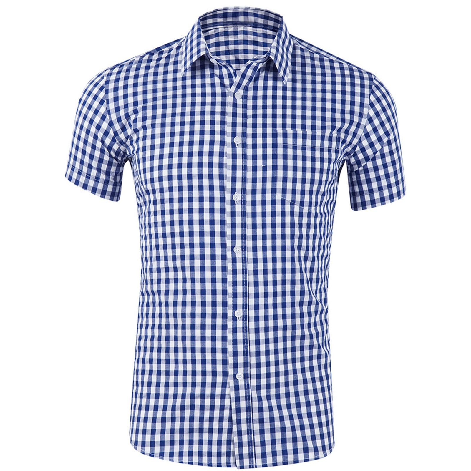 uikmnh Male Casual Plaid Print Shirt 