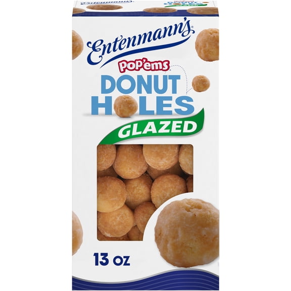 Entenmann's Pop’ems Glazed Donut Holes, 13 oz, Sugar Donut Bites, Box