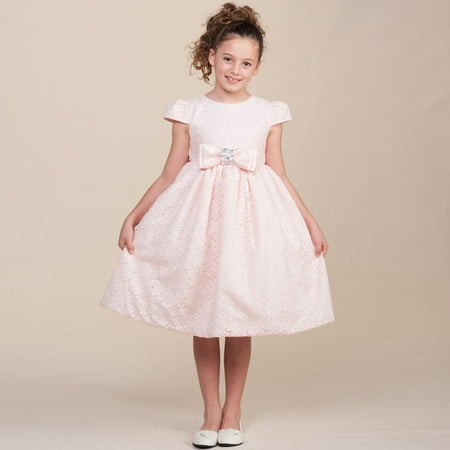 Crayon Kids Little Girls Blush Pink Floral Lace Flower Girl Dress 4T ...