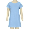 thumbnail image 5 of Bigersell Dress Shirts for Women Fashion Casual Summer Solid Color Round Neck Short Sleeve Dress Dress Female Regular Sun Dress Dresses, Style 24236, Light blue XXL, 5 of 9