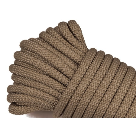 

Polypropylene Rope - Heavy Duty All Purpose Durable USA Made Utility Cord Tie Down Rope - Indoor Outdoor Camping Pull Barricade - Jute - 3/8 in x 50 Foot Coil