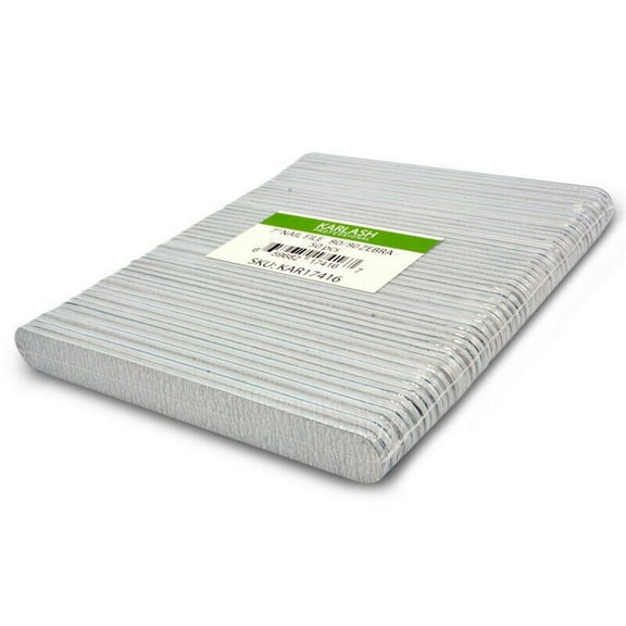 Karlash Professional Double Sided Emery Board 7" Zebra Nail File 80/80 50pcs