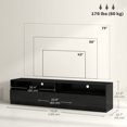 thumbnail image 3 of HOMCOM High Gloss TV Cabinet for TVs up to 75" with Lights Storage Black, 3 of 10