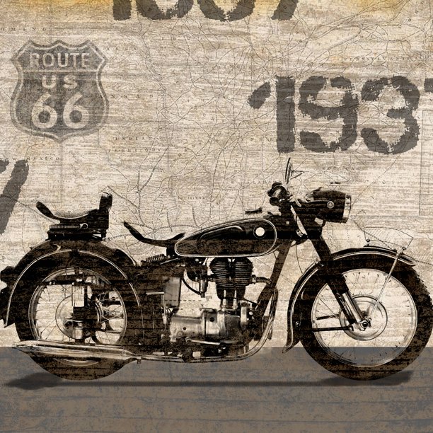 Vintage Motorcycle Wall Art, 20.75" x 20.75", Set of 2