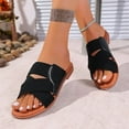 thumbnail image 5 of THDHVS Wide Sandals for Women,Sandals Women,Women's Fashion Casual Summer Solid Color Flat Open Toe Round Head Slippers Black 5.5, 5 of 6
