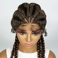 thumbnail image 3 of 26 Inches Synthetic Lace Front Wigs Braided Wigs Lace Front Dutch Twins Cornrows Braids Wig With Baby Hair for Women (1B/27 Color), 3 of 6