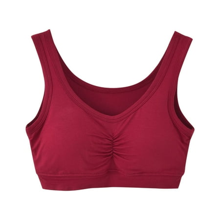Yyeselk Women s No Underwire Bra Cotton Ultra-Soft Lightweight Detachable Pad Wireless Everyday Bras Crop Tank Tops Wine L