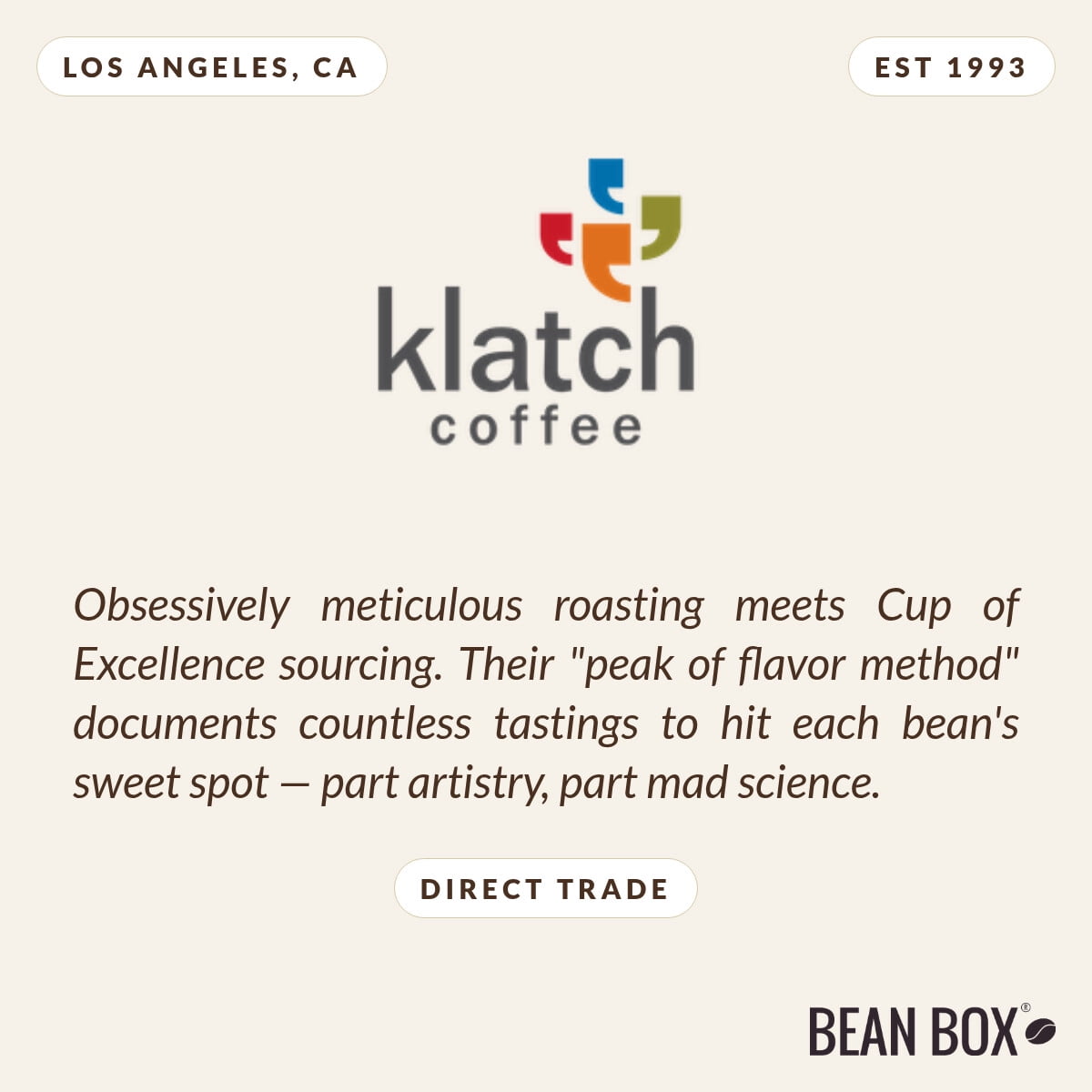 Blue Thunder Blend - Roasted by Klatch Coffee - Whole Bean Coffee - 310g Bag