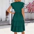 thumbnail image 4 of Women Casual Fashion Solid Color V Neck Short Sleeve Shirt Dress Women Casual Summer Short Casual Dress Dresses for Young Women Loose Dress for Women Summer Wrap Dress Dresses for Women Casual Long, 4 of 5