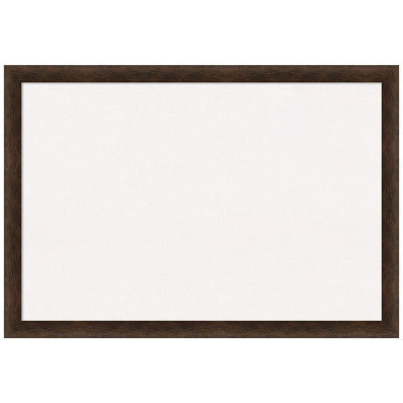 Amanti Art White Cork Board Wood Framed Warm Walnut Narrow Bulletin Board 39 in. x 27 in.