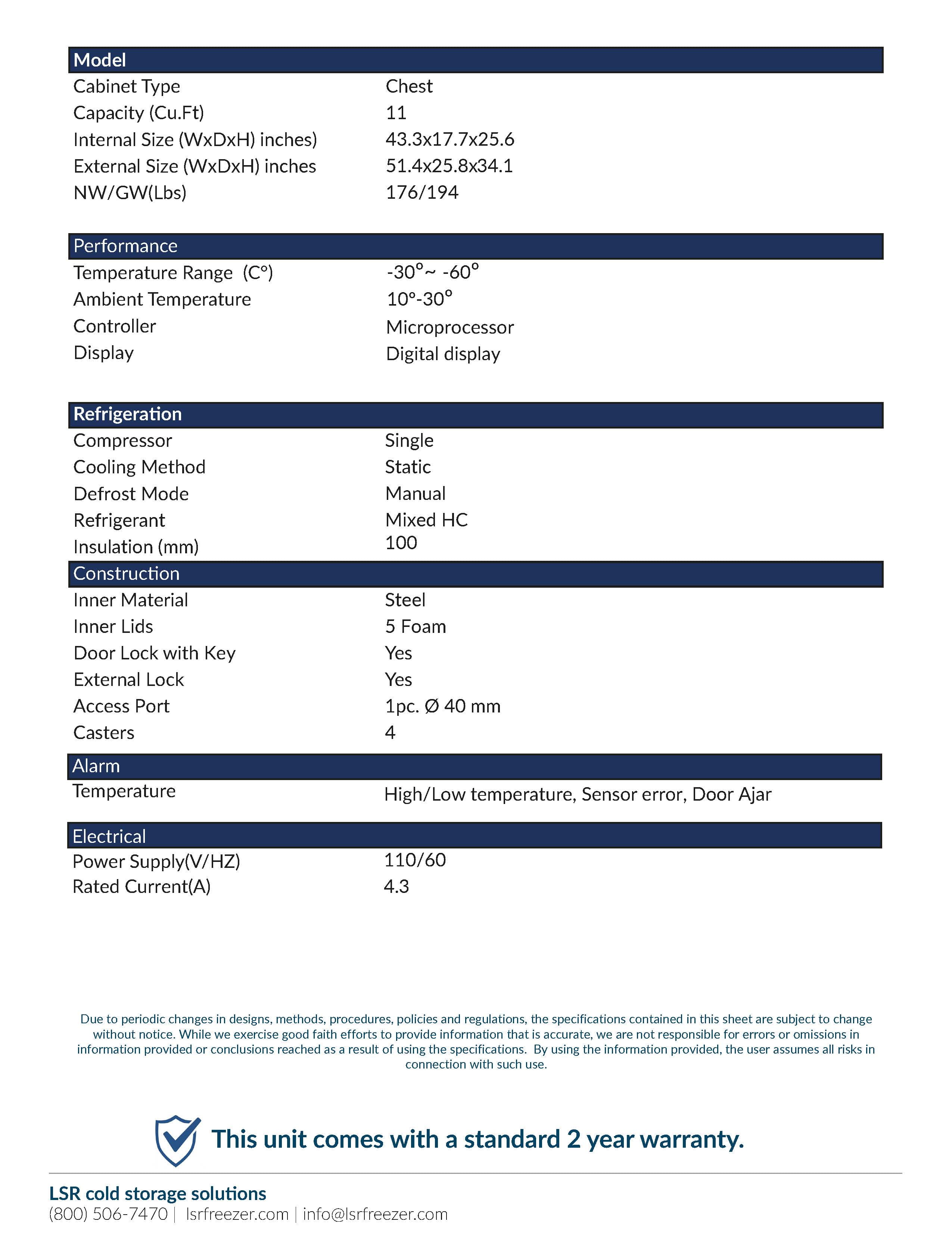 LSRC60-11 Ultra-Low Chest Freezer