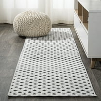 JONATHAN Y SOUTH BEACH 2 x 8 Runner Rug, Rabat Pile Mini-Diamond Trellis - White/Black, SBH101B-28