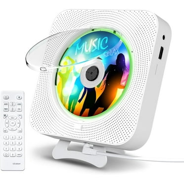 Portable CD Player with Bluetooth Background Lights Wall Mountable Built-in Speakers CD Players for Home Headphone Jack with Remote Control FM Radio USB TF Card MP3 AUX Input Output