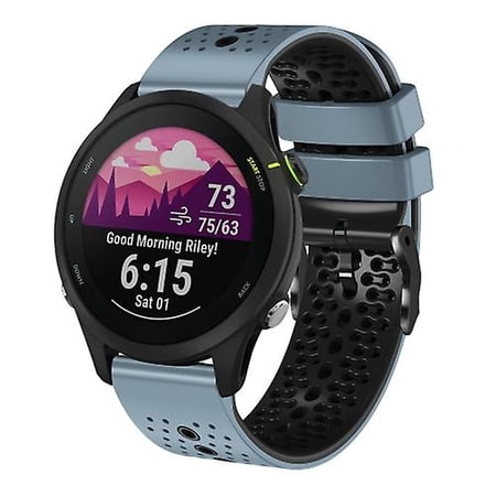 For Garmin Forerunner255 22mm Perforated Two-color Silicone Watch Band
