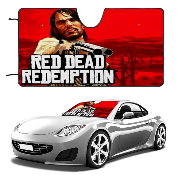 Red Dead Redemption Parasol para Parabrisas Delantero Protector Plegable, Visera Solar para Auto Bloquea Rayos UV Mantiene tu Vehículo Fresco 130cm*70cm
