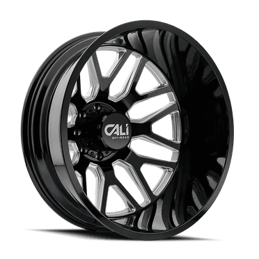 22x8.25 Cali 9115D Invader Dually Rear Gloss Black/Milled Wheel 8x200 (-192mm)