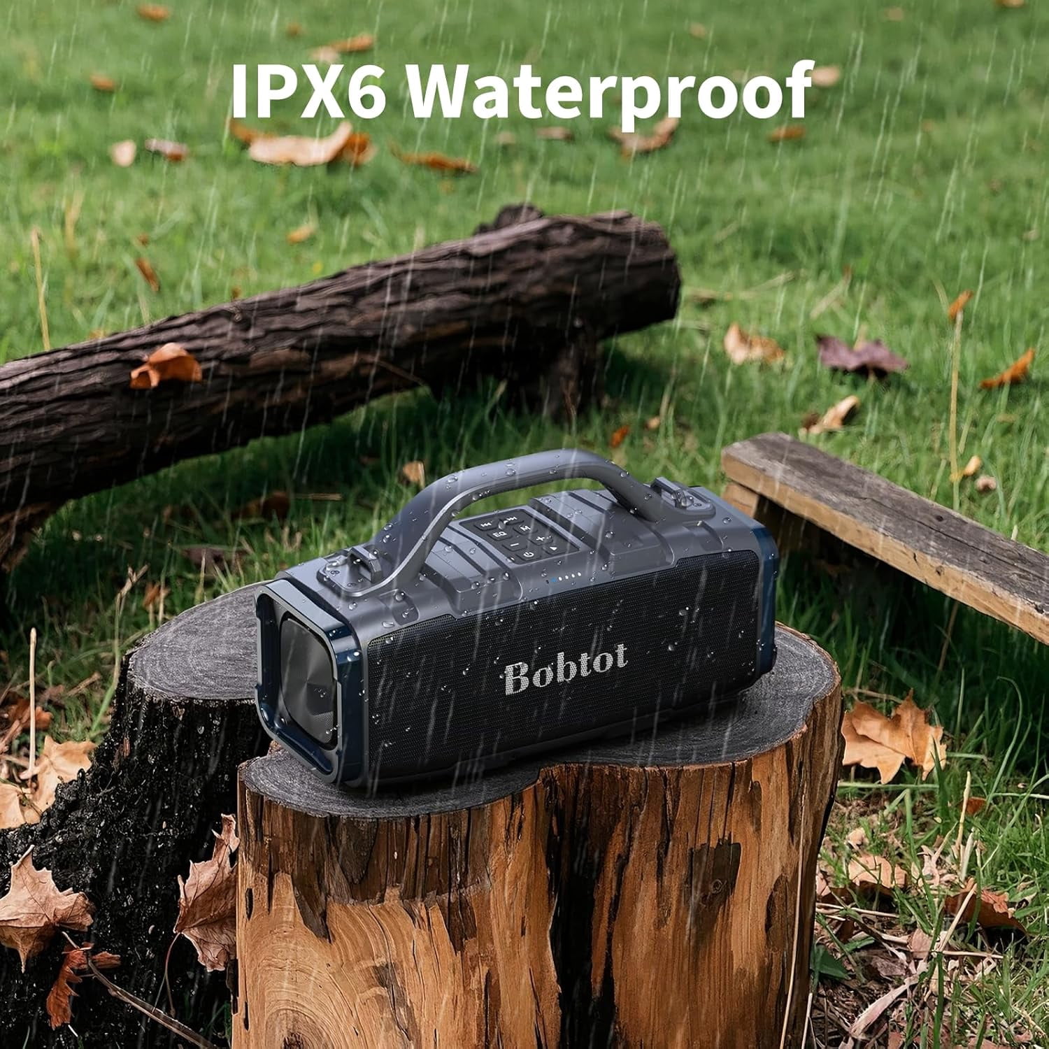 Bobtot Bluetooth Speaker with Deep Bass Basser,60 W Subwoofer,Built-in Mic 25H Playtime,IPX6 Waterproof Portable Wireless Speaker with Handle EQ Suitable for Outdoors, Camping,Beach