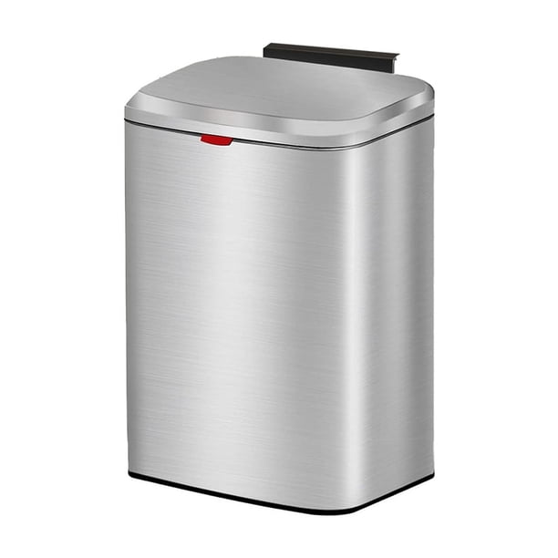 Bote de basura pequeño de acero inoxidable para cocina colgante con tapa, 2 en 1, contenedor de abono para encimera y 8 l