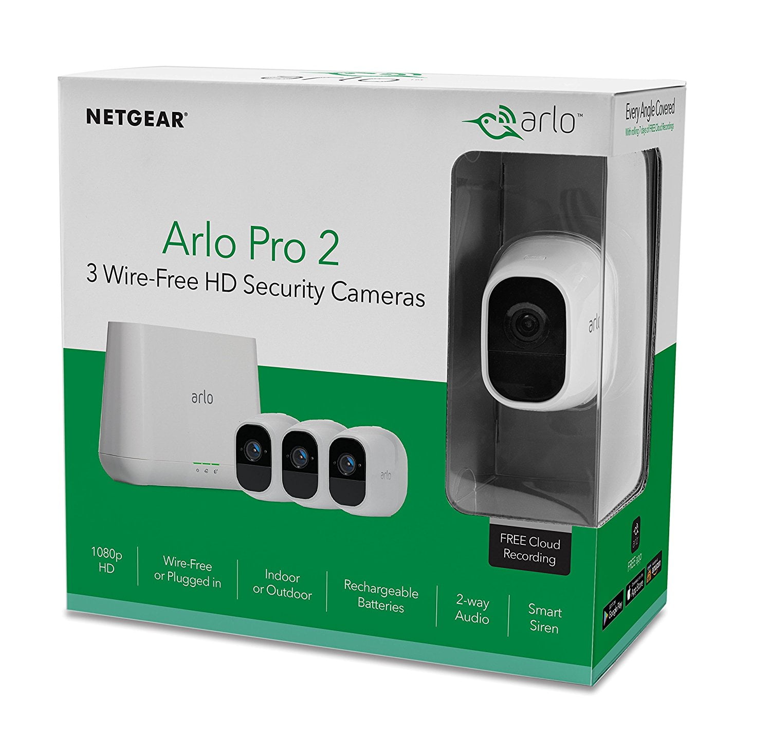 Arlo Pro 2 3 WireFree Camera 1080P HD Smart Security System (VMS4330P100NAS) Motion