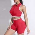 thumbnail image 2 of TOWED22 Women 2 Piece Workout Sets Padded Yoga Tank Top High Waisted Biker Shorts(Red,M), 2 of 7
